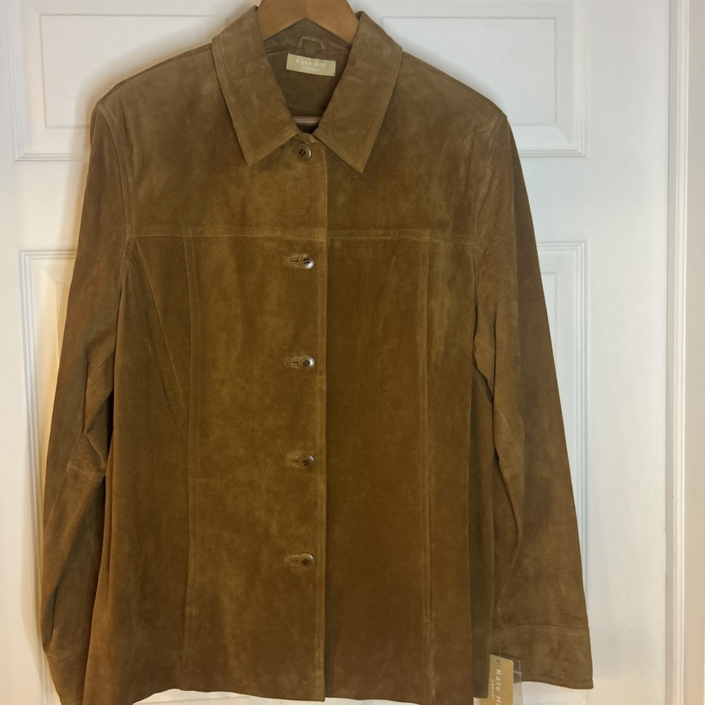 Kate Hill Vintage Tan/Carmel Suede Leather Jacket Woman's Size 18 NWT